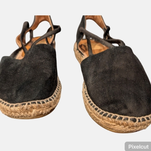Kanna Thanos Black Suede Espadrille Sandals Size 38 EU (US 7.5) Ankle Strap - Picture 7 of 12